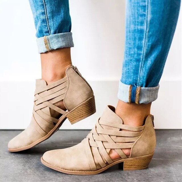 MCCKLE Plus Size Ankle Boots